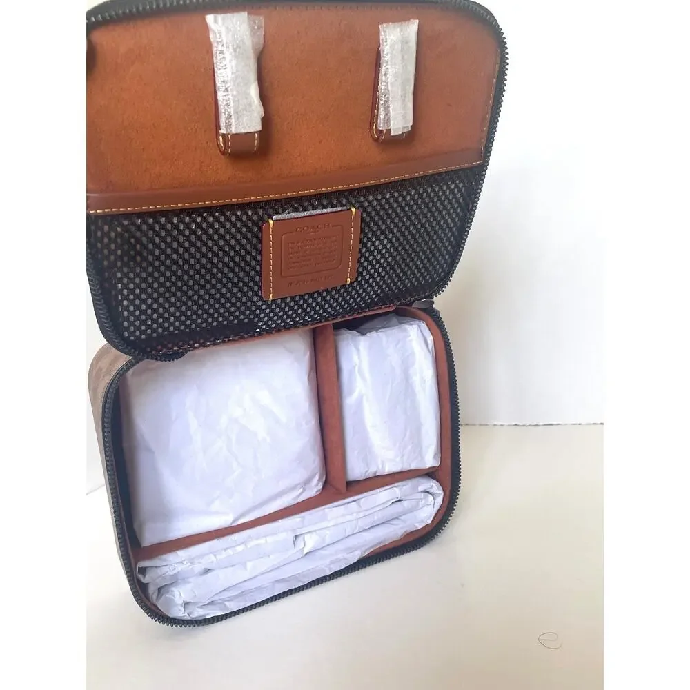Coach Tech Organizer Colorblock Signature Canvas Travel Case Khaki Brown CY392